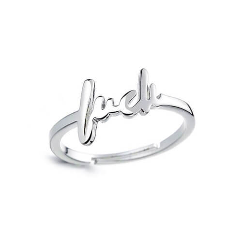 Custom silver script nameplate jewelry factory personalized word ring suppliers adjustable name rings manufacturers